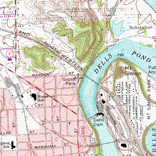 Topographic Map of Gypsy Park, WI