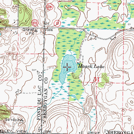 Topographic Map of Haack Lake, WI