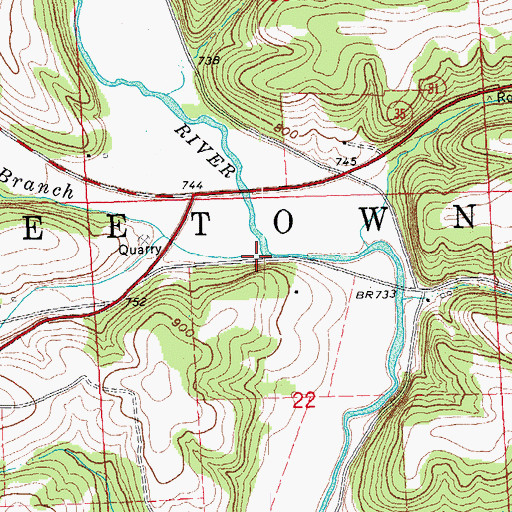Topographic Map of Hackett Branch, WI