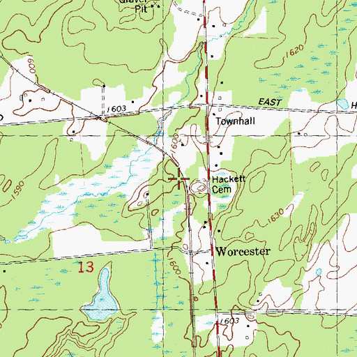 Topographic Map of Hackett Cemetery, WI
