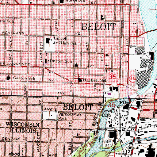 Topographic Map of Hackett Elementary School, WI