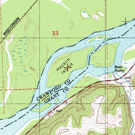 Topographic Map of Hacklin Island, WI