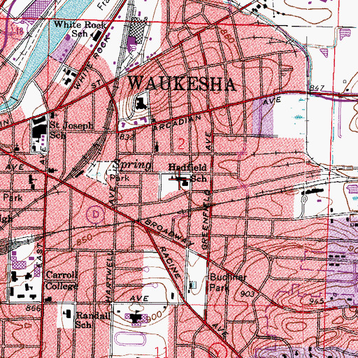 Topographic Map of Hadfield Elementary School, WI