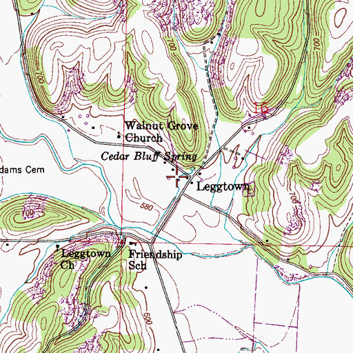 Topographic Map of Leggtown, AL