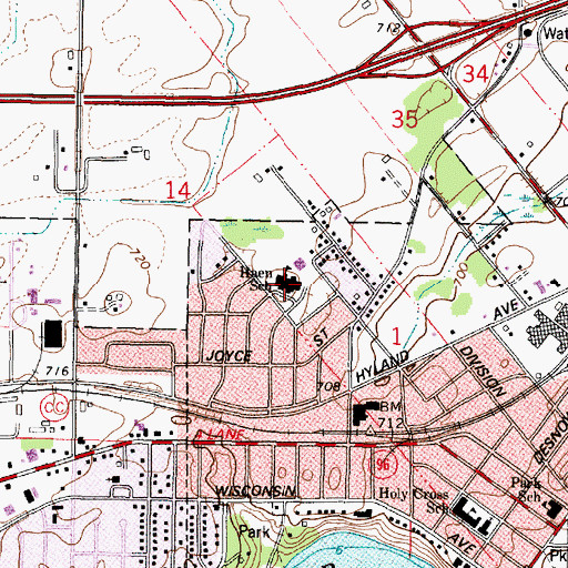 Topographic Map of Victor Haen Elementary School, WI
