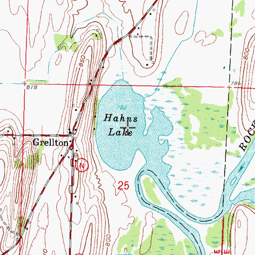 Topographic Map of Hahns Lake, WI