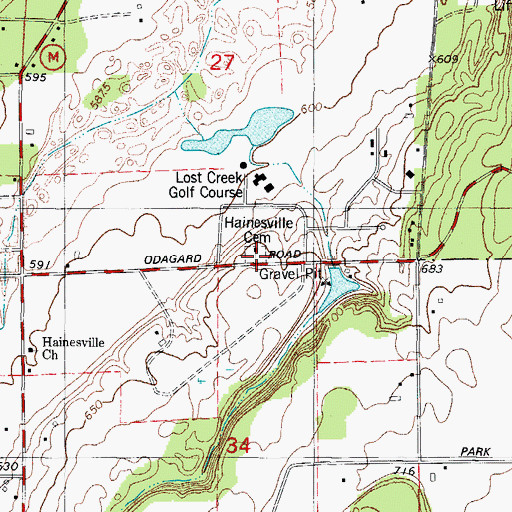 Topographic Map of Hainesville Cemetery, WI