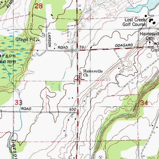 Topographic Map of Hainesville School (historical), WI