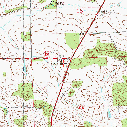 Topographic Map of Hale Cemetery, WI