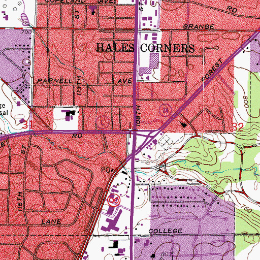 Topographic Map of Hales Corners, WI
