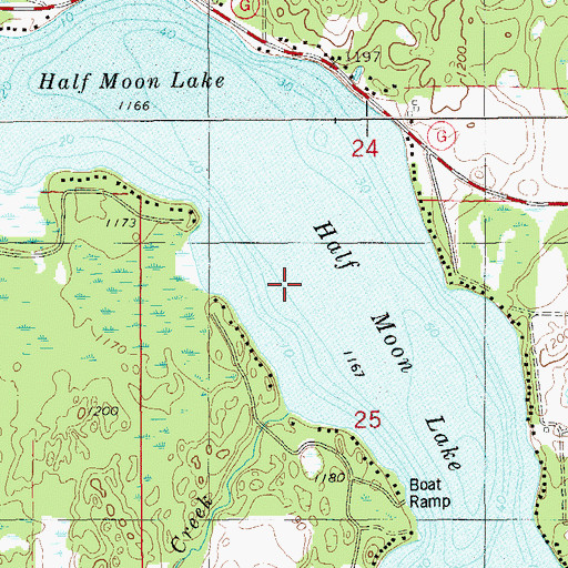 Topographic Map of Half Moon Lake, WI