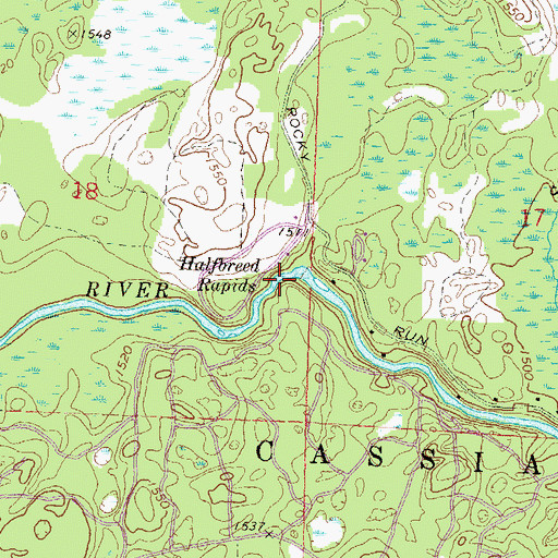 Topographic Map of Halfbreed Rapids, WI