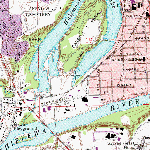 Topographic Map of Halfmoon Lake, WI