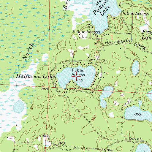 Topographic Map of Halfmoon Lake, WI
