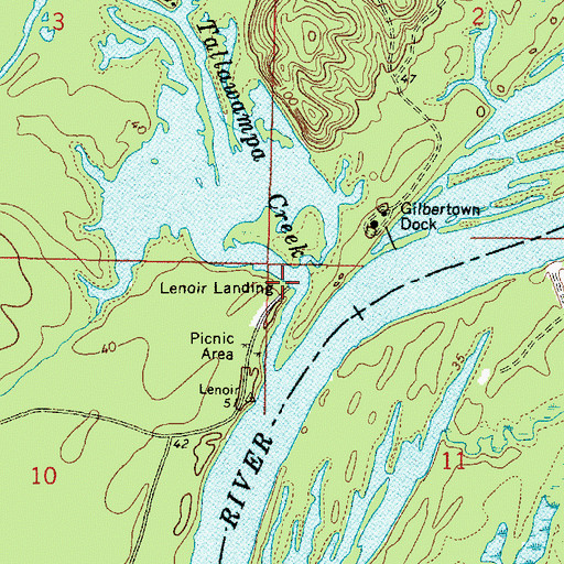 Topographic Map of Lenoir Landing, AL