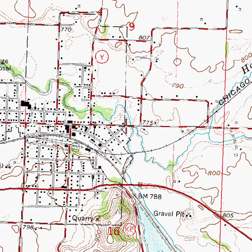Topographic Map of Halfway Prairie Creek, WI