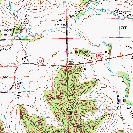 Topographic Map of Halfway School, WI