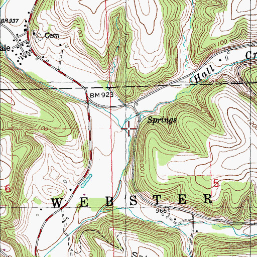 Topographic Map of Hall Creek, WI
