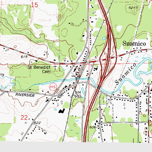 Topographic Map of Haller Creek, WI