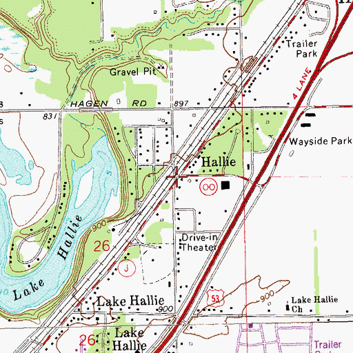 Topographic Map of Hallie, WI