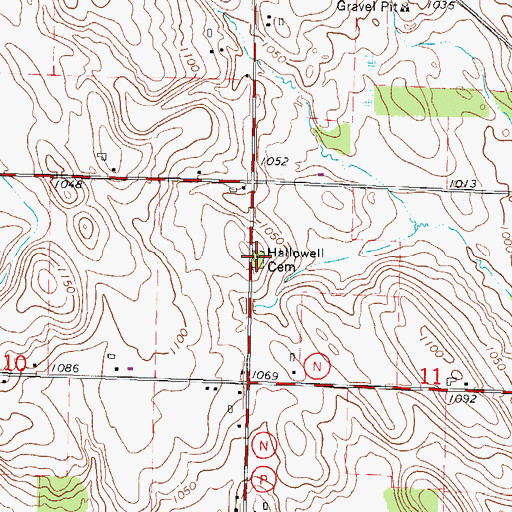 Topographic Map of Hallowell Farm Cemetery, WI