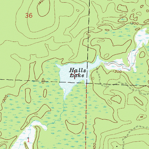 Topographic Map of Halls Lake, WI