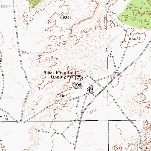 Topographic Map of Black Mountain Trading Post, AZ