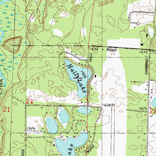Topographic Map of Halls Lake, WI