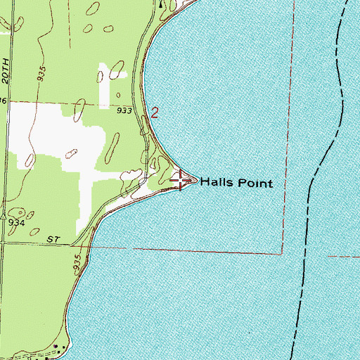 Topographic Map of Halls Point, WI