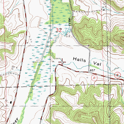 Topographic Map of Halls Valley, WI