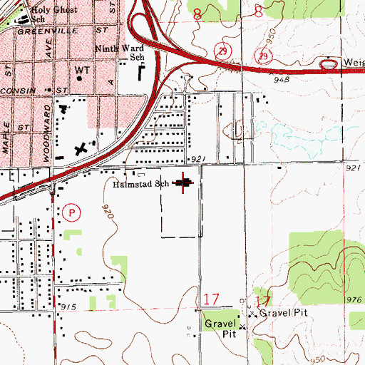 Topographic Map of Halmstad Elementary School, WI
