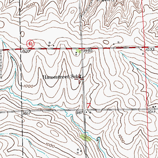 Topographic Map of Hamestreet School, WI