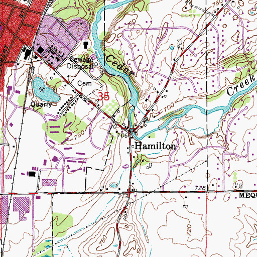 Topographic Map of Hamilton, WI