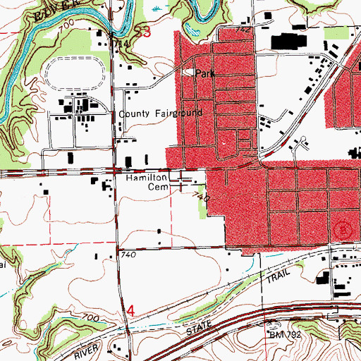 Topographic Map of Hamilton Cemetery, WI
