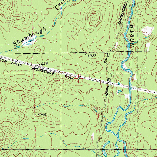 Topographic Map of Hamilton Falls Snowmobile Trail, WI