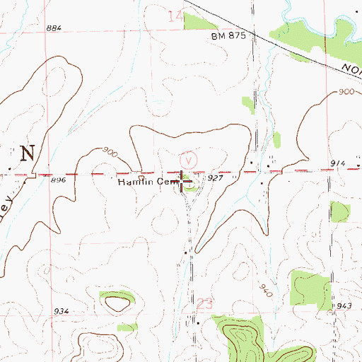 Topographic Map of Hamlin Cemetery, WI
