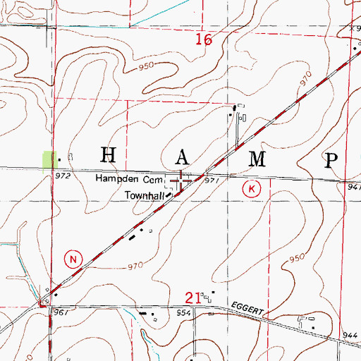 Topographic Map of Hampden Cemetery, WI
