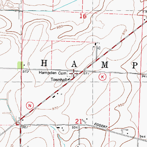 Topographic Map of Hampden Cemetery, WI