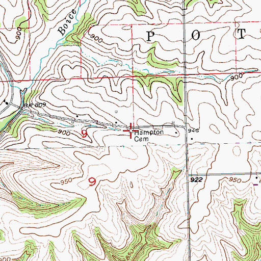 Topographic Map of Hampton Cemetery, WI