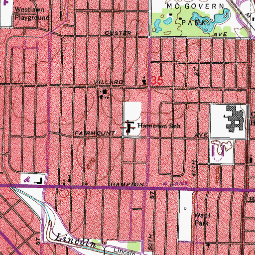 Topographic Map of Hampton Elementary School, WI