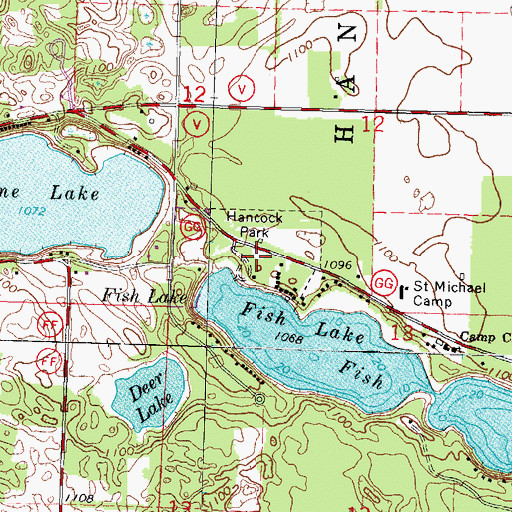 Topographic Map of Hancock Park, WI