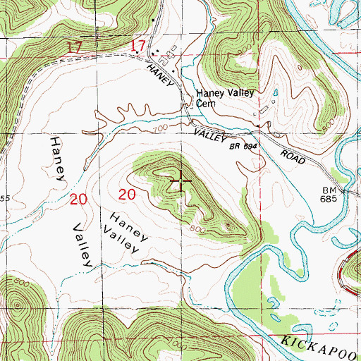Topographic Map of Haney Valley, WI