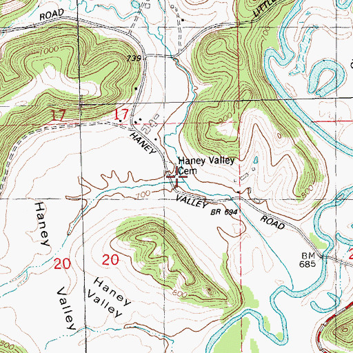 Topographic Map of Haney Valley Cemetery, WI