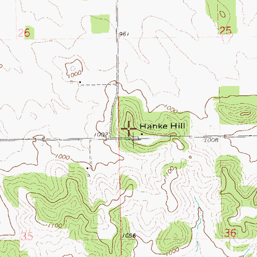Topographic Map of Hanke Hill, WI