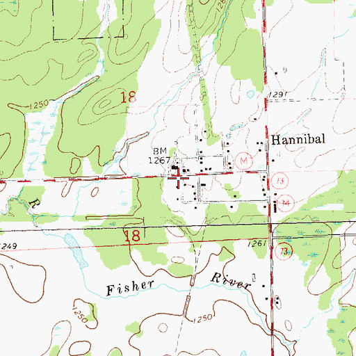 Topographic Map of Hannibal, WI
