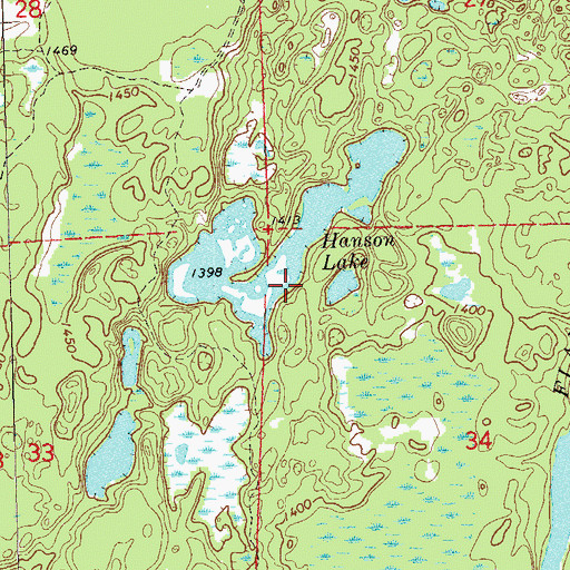 Topographic Map of Hanson Lake, WI