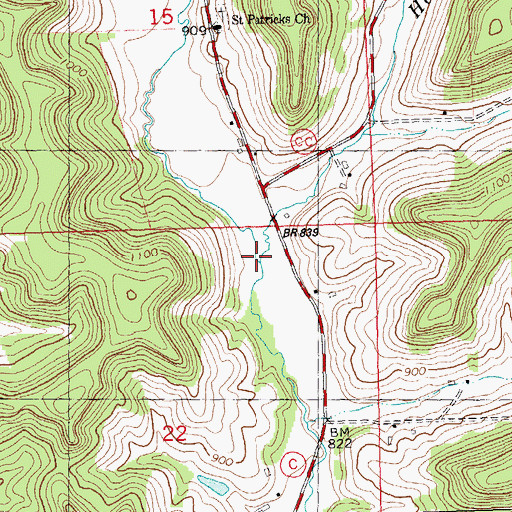 Topographic Map of Hanzel Creek, WI