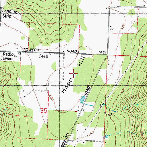 Topographic Map of Happy Hill, WI