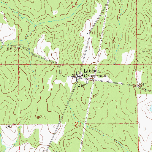 Topographic Map of Liberty Crossroads, AL