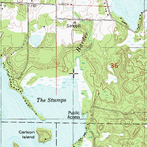 Topographic Map of Harder Creek, WI